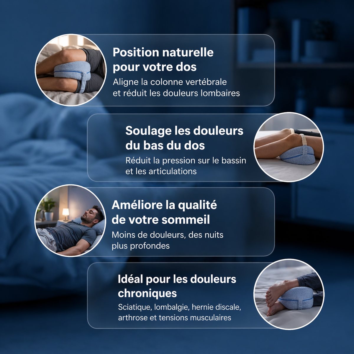 Oreiller entre-jambes ergonomique