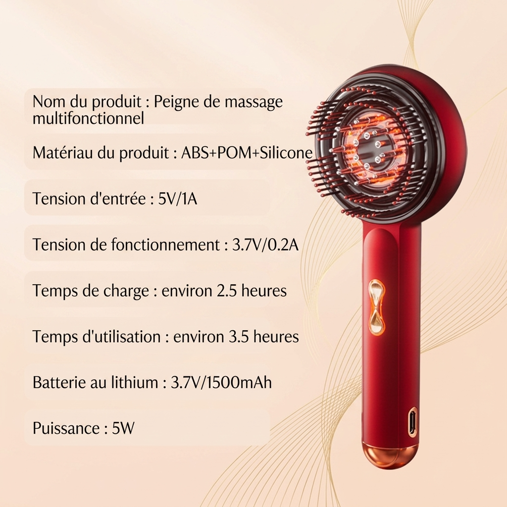 Brosse Luminothérapie pour cheveux